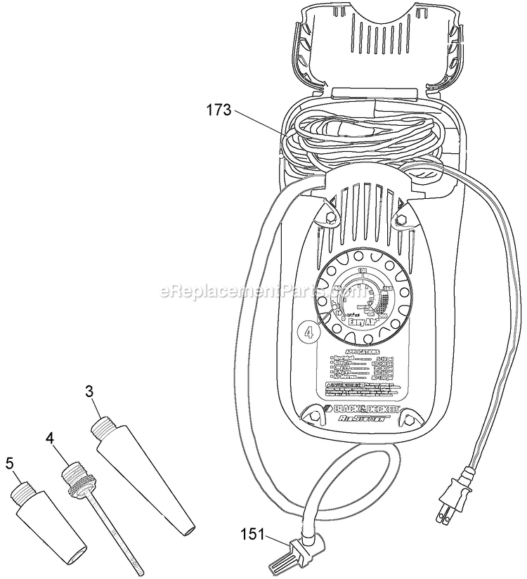 Black and Decker ASI300-AR (Type 1) Air Station Inflator - La Power Tool Page A Diagram